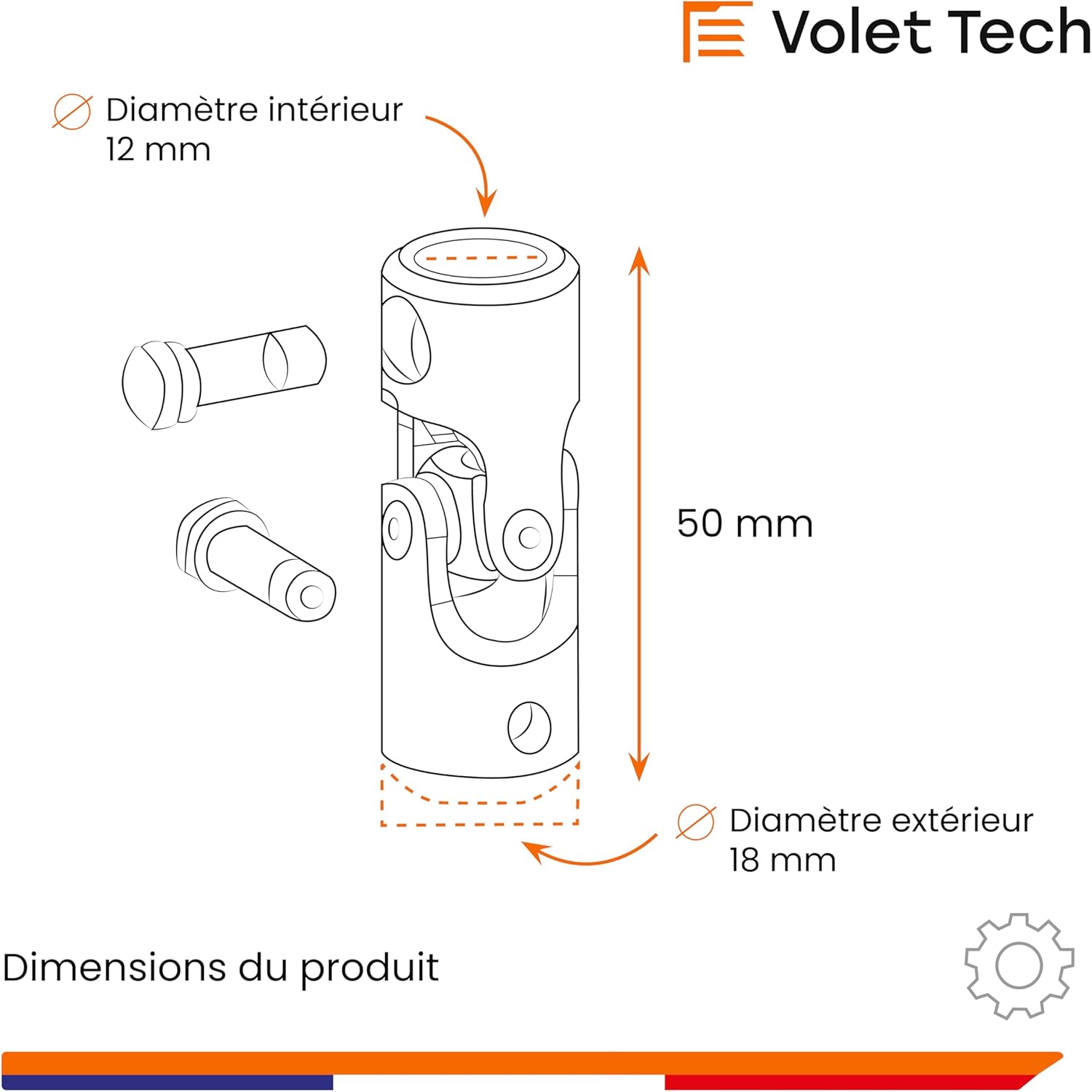 Dimension Genouillère pour volet roulant