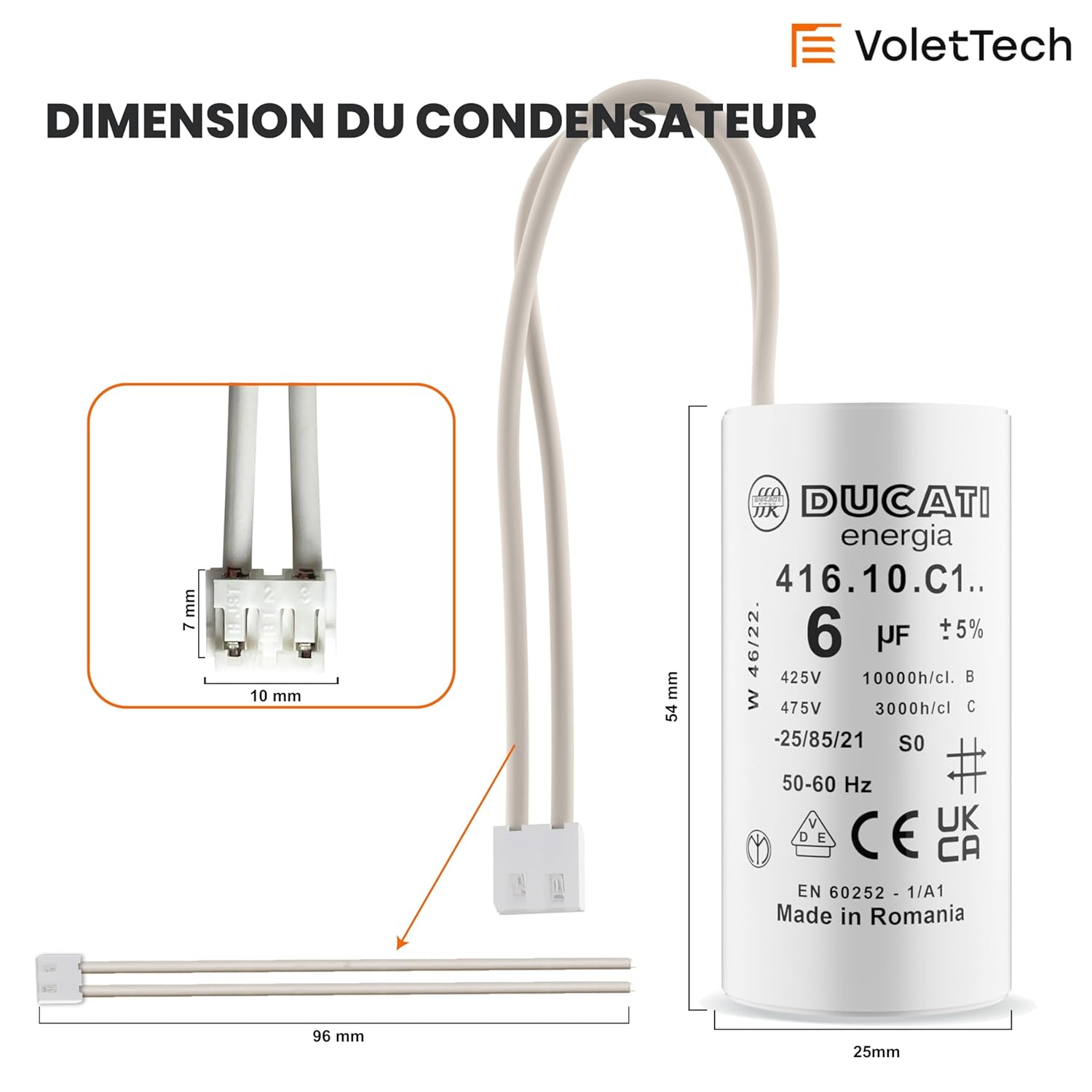 Condensateur 6uF fils moteur volet roulant Bubendorff