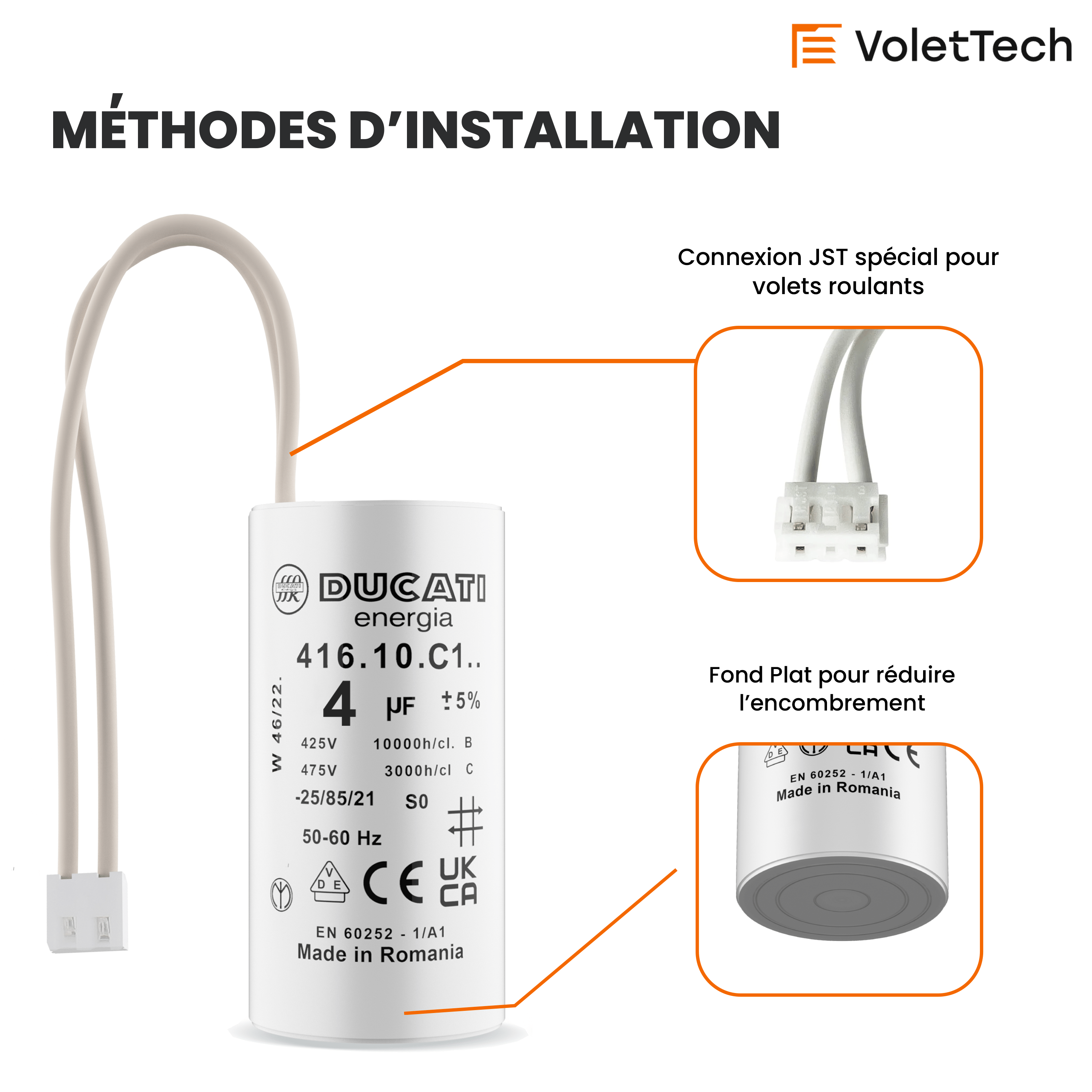 Condensateur 4uF fils moteur volet roulant Bubendorff