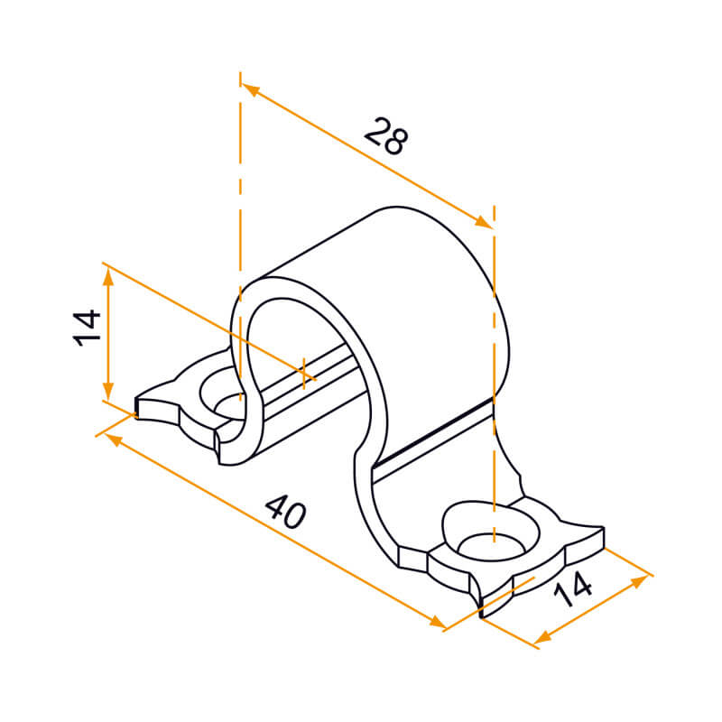 Dimensions lot de 4 colliers simple en aluminium pour espagnolette
