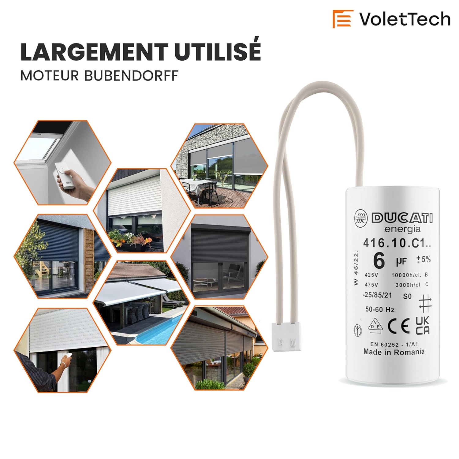 Condensateur 6uF fils moteur volet roulant Bubendorff