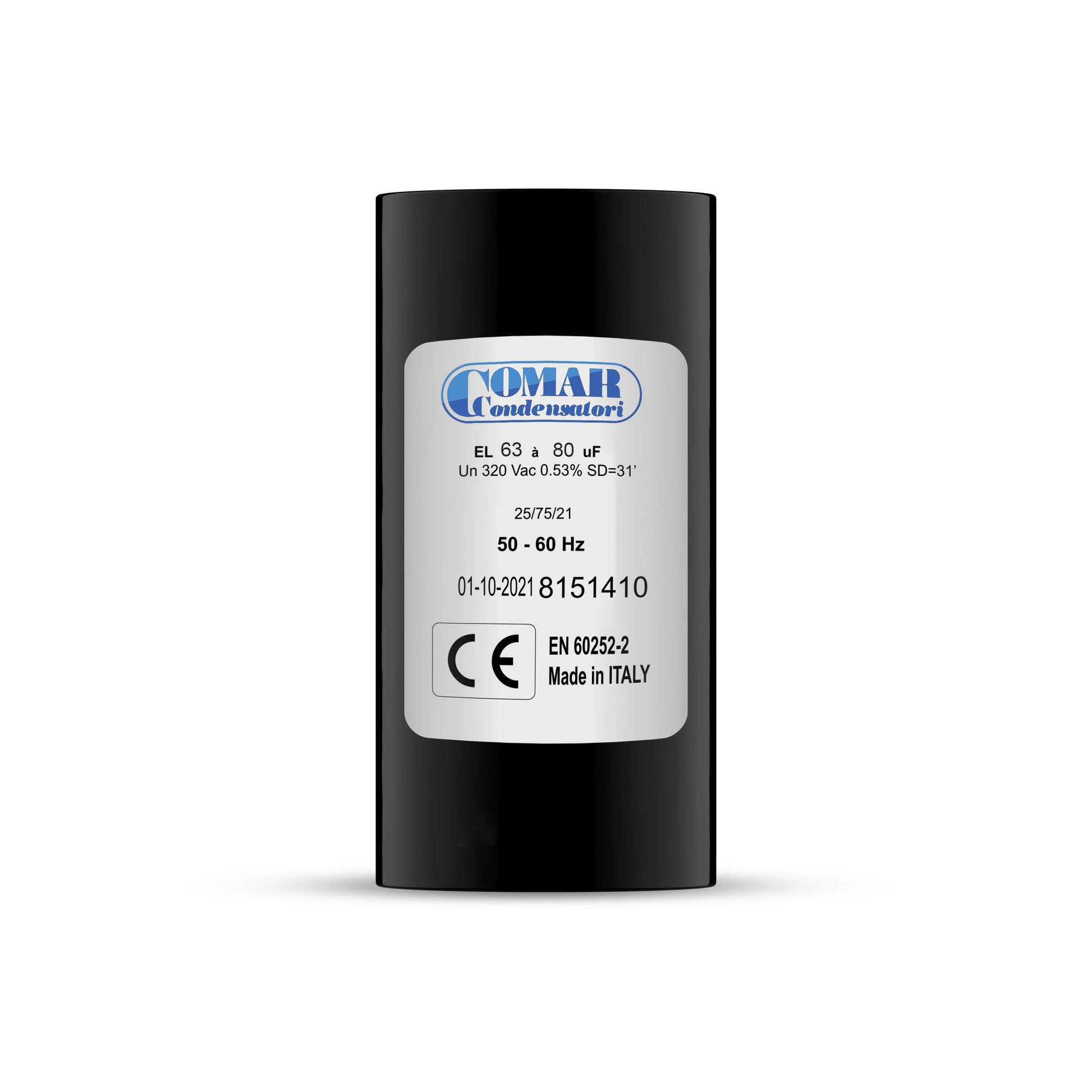 Condensateur démarrage 63uF à 80uF à cosses pour moteur monophasé