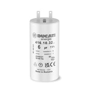 Condensateur 6 µF à cosses pour moteur de volet roulant Somfy 25 Nm