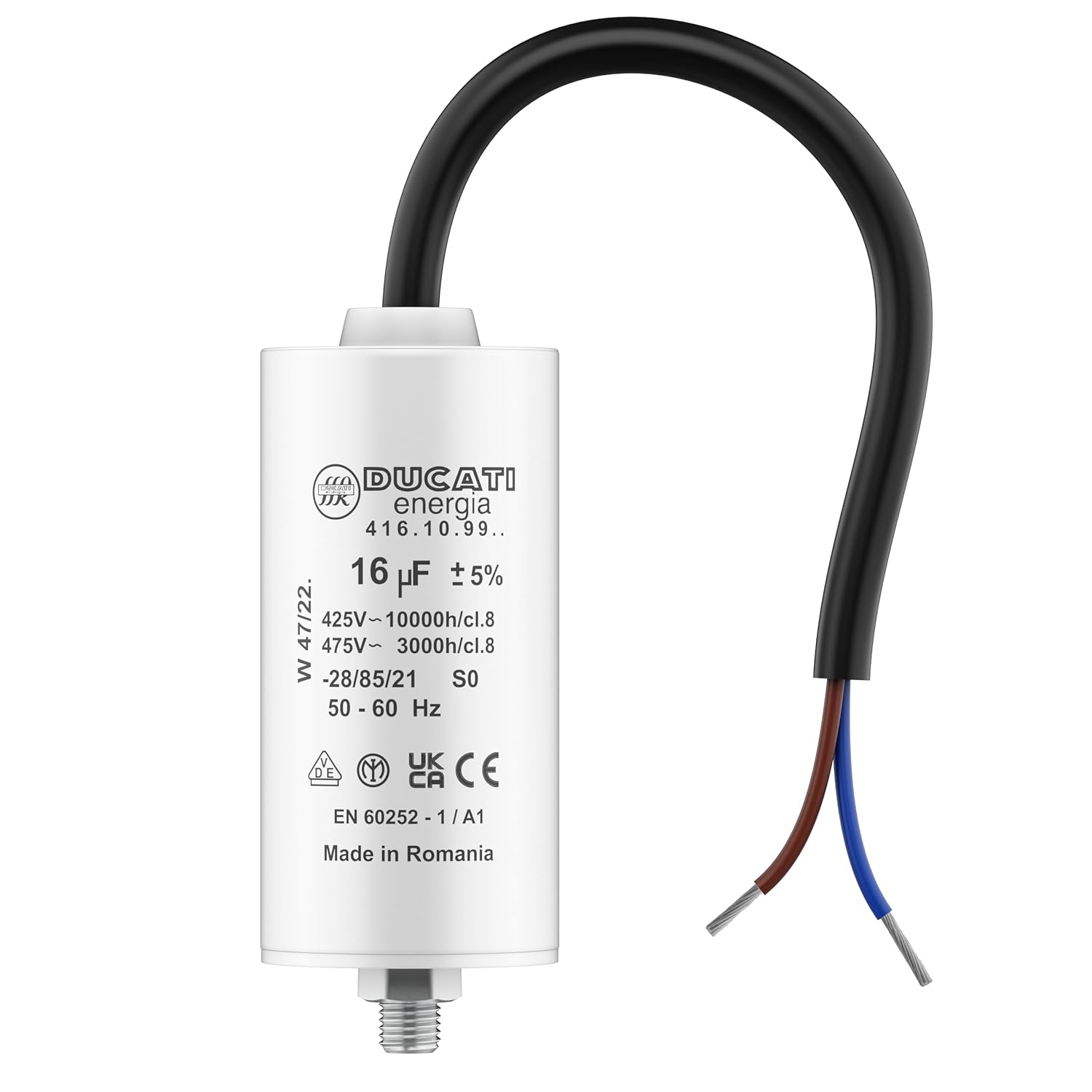 Condensateur permanent 16uF à câbles pour moteur monophasé