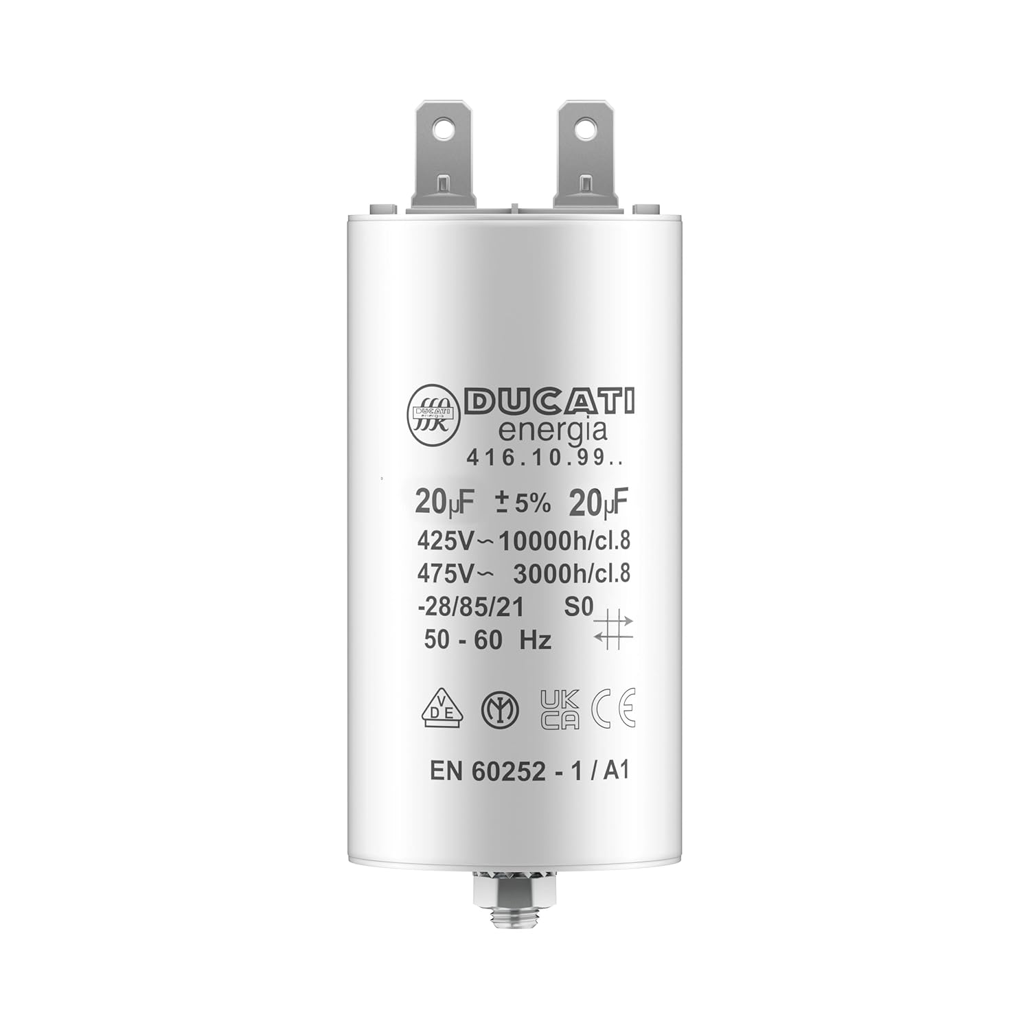 Condensateur permanent 20uF à cosses 450V pour moteur monophasé