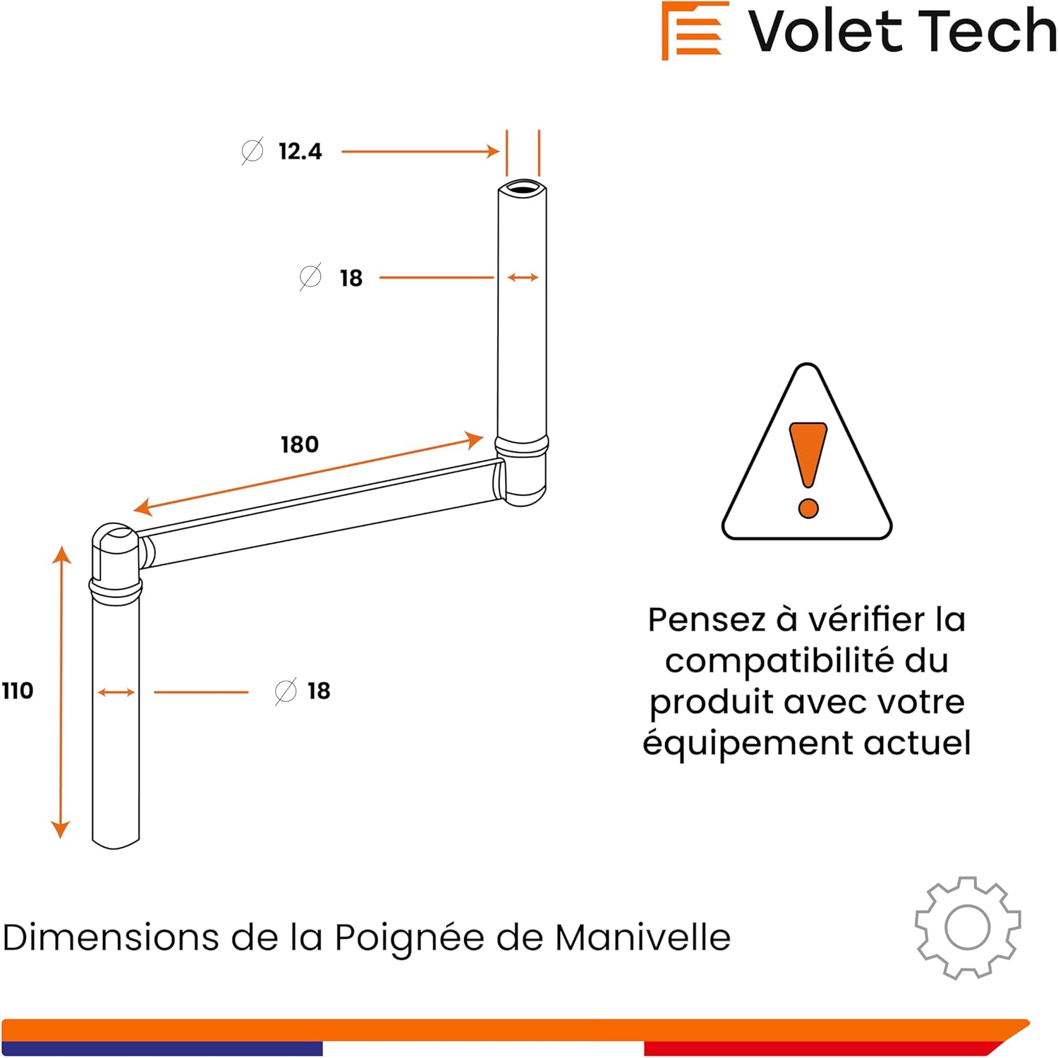 Dimension poignée  manivelle volet roulant