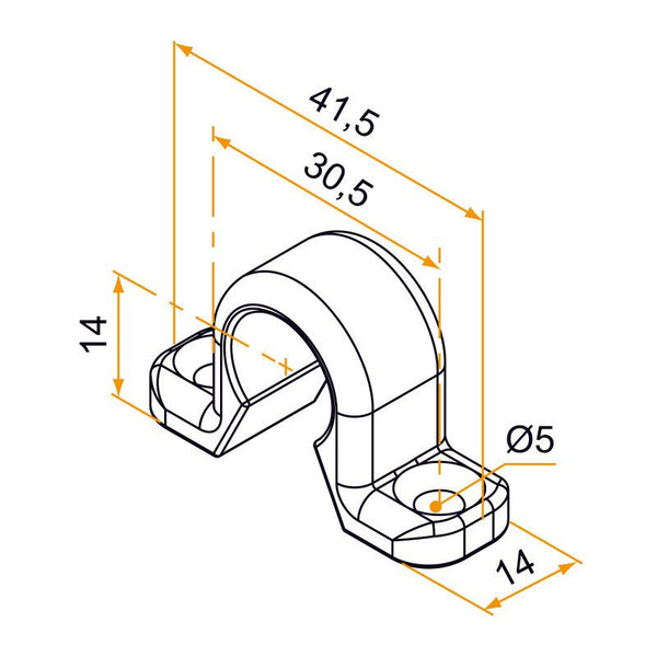 dimension Lot de 4 colliers simple en composite pour espagnolette
