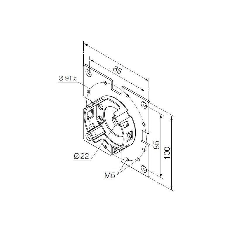 dimension Support Compact avec Bride pour Moteur Nice Era M Ø 45 mm - 535.10012